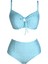 Kadın Balenli Destekli Büyük Beden Açık Mavi Yüksek Bel Bikini Takımı 1