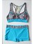 Kadın Desenli Bralet Toparlayıcı Şortlu Açık Mavi Bikini Takımı 1