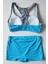 Kadın Desenli Bralet Toparlayıcı Şortlu Açık Mavi Bikini Takımı 2
