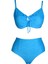 Kadın Balenli Destekli Büyük Beden Mavi Yüksek Bel Bikini Takımı 1