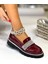 Zuhale Zuhal Kristal Taşlı Rugan Loafer Bordo 2