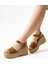 Plaza Süet Deri Dolgu Topuk Hasır Sandalet Taba 5