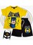 Baskılı Tişört Şort ve Batman Maskeli Sarı Renk Çocuk Takım 1