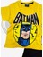 Baskılı Tişört Şort ve Batman Maskeli Sarı Renk Çocuk Takım 2