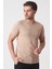 Rio De Janeiro 3087 Slim Fit Bisiklet Yaka Pamuklu Likralı T-Shirt Ekru 2