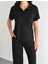 Osy Modal Yumuşak Dokulu Kumaş Kısa Kollu Yakalı T-Shirt Pantalon Ikili Takım- Siyah 2