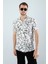 Erkek Slim Fit Kesim Çapa Desenli Dijital Baskılı Apaş Yaka Pamuklu Kısa Kol Gömlek 3