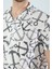 Erkek Slim Fit Kesim Çapa Desenli Dijital Baskılı Apaş Yaka Pamuklu Kısa Kol Gömlek 5