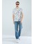Erkek Slim Fit Kesim Çapa Desenli Dijital Baskılı Apaş Yaka Pamuklu Kısa Kol Gömlek 1
