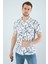 Erkek Slim Fit Kesim Çapa Desenli Dijital Baskılı Apaş Yaka Pamuklu Kısa Kol Gömlek 3