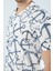 Erkek Slim Fit Kesim Çapa Desenli Dijital Baskılı Apaş Yaka Pamuklu Kısa Kol Gömlek 5