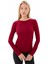 Kadın Bordo Bisiklet Yaka Uzun Kollu Viskon Basic Body 1