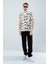 Erkek Slim Fit Kesim Yaprak Desenli Dijital Baskılı Y Yaka Pamuklu Likralı Yakalı Kısa Kol T-Shirt 1
