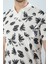 Erkek Slim Fit Kesim Yaprak Desenli Dijital Baskılı Y Yaka Pamuklu Likralı Yakalı Kısa Kol T-Shirt 5