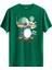 Davul Çalan Astronot Baskılı Unisex Yeşil %100 Pamuk Tişört 1