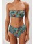 Moda Leopar Atma Kap Straplez Yüksek Bel Hipster Yeşil Straplez Yüksek Bel Hipster Bikini Takımı 2