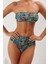 Moda Leopar Atma Kap Straplez Yüksek Bel Hipster Yeşil Straplez Yüksek Bel Hipster Bikini Takımı 3