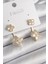 Pirinç Gold Renk Zirkon Taşlı Yonca Model Kadın Küpe - TJ-BKP9967 1