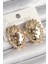 Pirinç Gold Renk Işleme Detaylı Oval Bombe Plaka Model Kadın Küpe - TJ-BKP10235 1