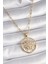 316L Çelik Gold Renk Zirkon Taşlı Güneş Madalyon Model Kadın Kolye - TJ-BKO9530 1