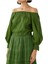 Şık Yeşil Nakışlı Off-Shoulder Bluz 5