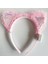 Kenarları Dantelli Pembe Pullu Payetli LED Işıklı Kedi Kulak Taç 17X19 cm 2