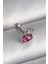 316L Çelik Gümüş Renk Pembe Mineli Kalp Zirkon Taş Detaylı Taç Tragus Piercing - Lisinya 1