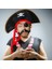 Yetişkin Boy Kadife Kaptan Jack Sparrow Korsan Şapkası ve Plastik Korsan Göz Maskesi 2
