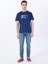 Bisiklet Yaka Baskılı Lacivert Erkek T-Shirt M5SM-TST1292 2