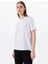 Bisiklet Yaka Düz Beyaz Kadın T-Shirt M5SL-TST1858 1