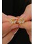 Gümüş Altın Yaldızlı Damla Kesim Zirkon Taşlı Aşık Kuğular Küpe SGTL12839GOLD 1