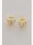 Gümüş Altın Yaldızlı Damla Kesim Zirkon Taşlı Aşık Kuğular Küpe SGTL12839GOLD 3