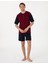 Erkek Bordo Kısakol 3'lü Jakarlı Pijama Takımı 50314443-900 1