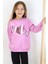 Kız Çocuk Sweatshirt Pullu Yazı Baskılı 4-8 Yaş, Lila 1
