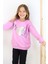Kız Çocuk Sweatshirt Pullu Yazı Baskılı 4-8 Yaş, Lila 3