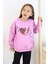 Kız Çocuk Sweatshirt Pullu Yazı Baskılı 4-8 Yaş, Lila 5