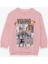 Kız Çocuk Sweatshirt Dostluk Temalı 6-12 Yaş, Pudra 1