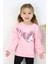 Kız Çocuk Sweatshirt Pullu Yazı Baskılı 4-8 Yaş, Pudra 1