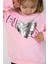 Kız Çocuk Sweatshirt Pullu Yazı Baskılı 4-8 Yaş, Pudra 3
