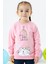 Kız Çocuk Sweatshirt Simli Kedicik Baskılı 1.5-5 Yaş, Pudra 1