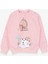 Kız Çocuk Sweatshirt Simli Kedicik Baskılı 1.5-5 Yaş, Somon Melanj 1