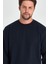 Erkek Lacivert Çift Bisiklet Yaka Standart Rahat Kesim Sweatshirt MTLCE68-LACİVERT 3
