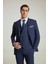 Slim Fit Lacivert Armürlü Mono Yaka Viskonlu Takim Elbise Yelekli 1