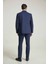 Slim Fit Lacivert Armürlü Mono Yaka Viskonlu Takim Elbise Yelekli 4