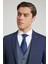 Slim Fit Lacivert Armürlü Mono Yaka Viskonlu Takim Elbise Kombinli 3