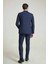 Slim Fit Lacivert Armürlü Mono Yaka Viskonlu Takim Elbise Kombinli 4