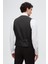 Slim Fit Siyah Düz Damatlık & Smokin Yelekli Takim Elbise 4