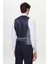 Slim Fit Lacivert Armürlü Takim Elbise Kombinli 4