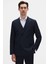 Slim Fit Lacivert Çizgili Kruvaze Takim Elbise 1