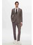 Ds Damat Slim Fit Kahverengi Baskılı Takim Elbise 2